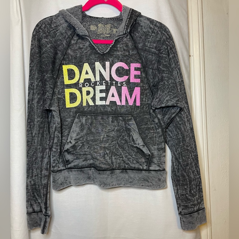 NWOT "Dance Dream" Rockettes Gray Cotton Blend Sweater Retro Brand Hoodie Size M